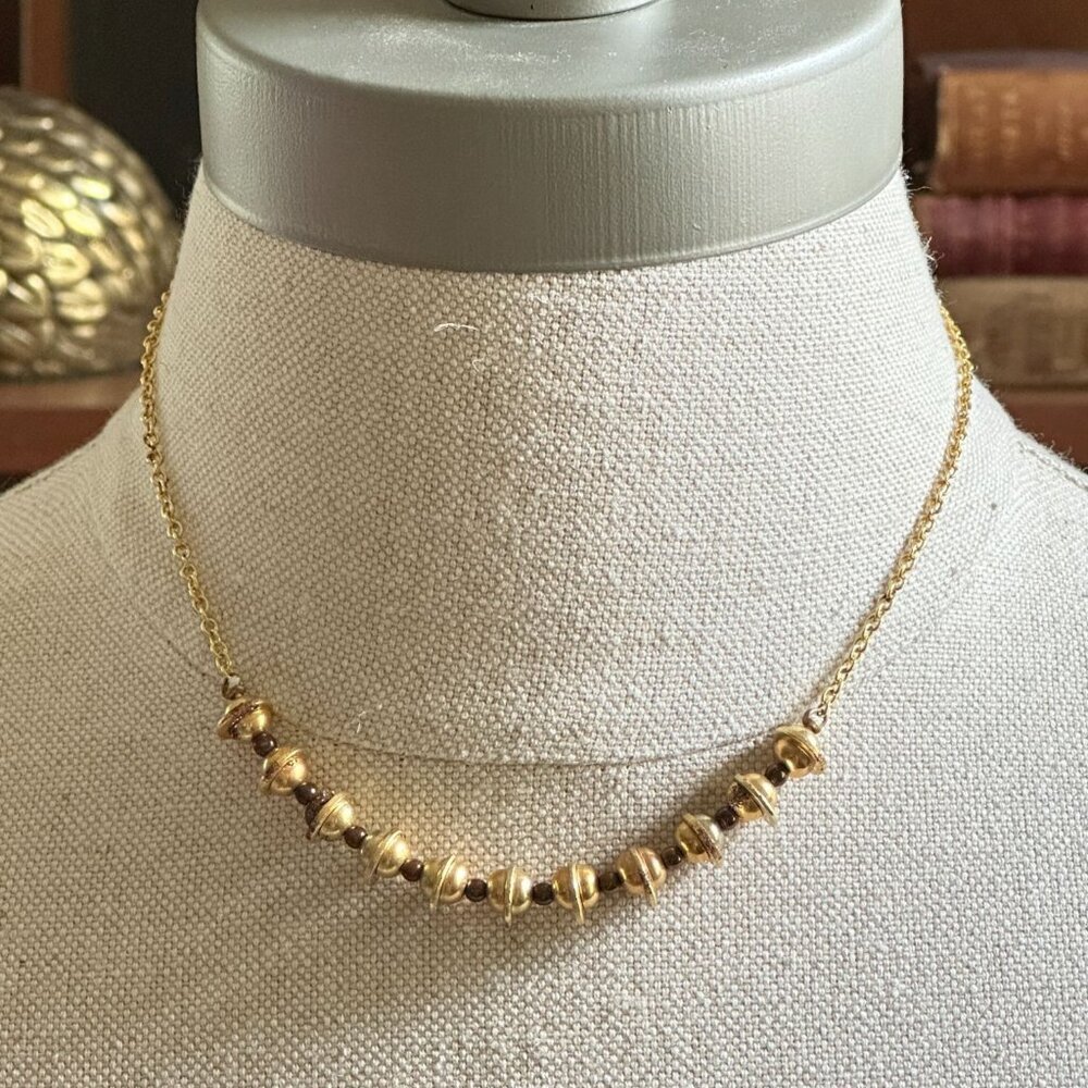Gold-Tone Beaded Necklace With 16" Chain